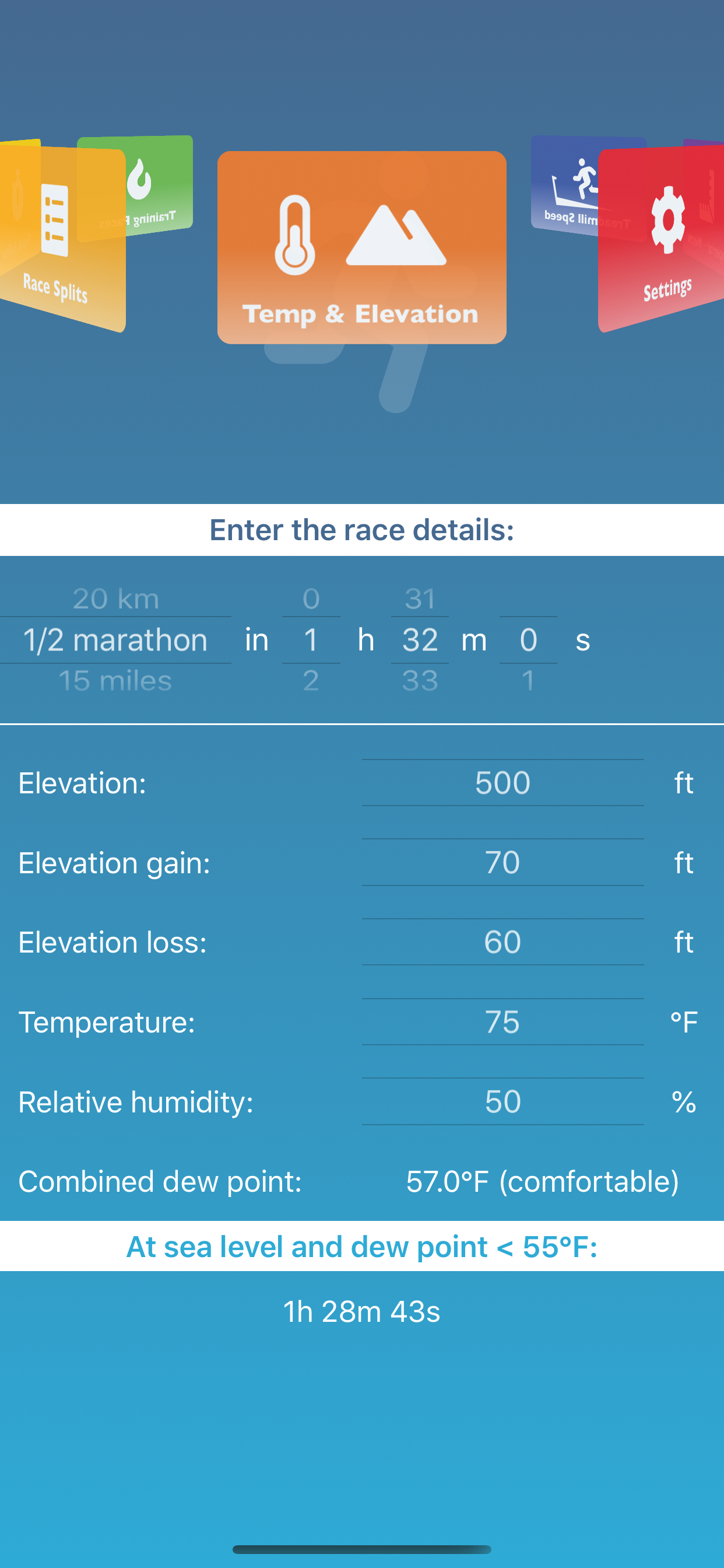 Runner's Tools weather adjustment